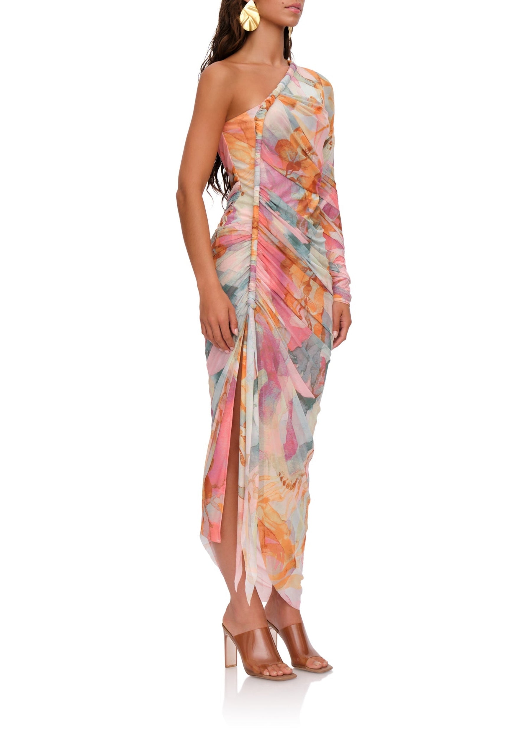 Robe longue Zuli asymétrique et drapée - Zuli Print