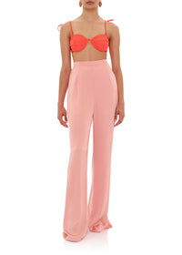 Straight-leg Uchi trousers with darts - Peach
