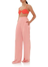 Straight-leg Uchi trousers with darts - Peach