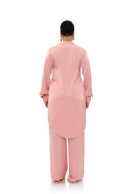 Uchi satin button-down tunic - Peach