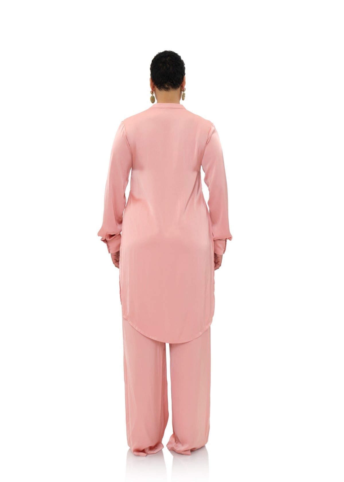 Uchi satin button-down tunic - Peach