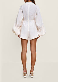 Baso double-breasted Playsuit in linen - Limestone