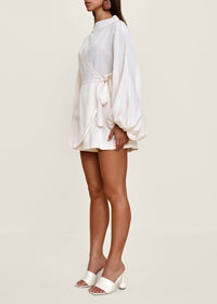 Baso double-breasted Playsuit in linen - Limestone