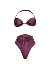 Gadu Satin Balconnet Bikini Top - Eggplant
