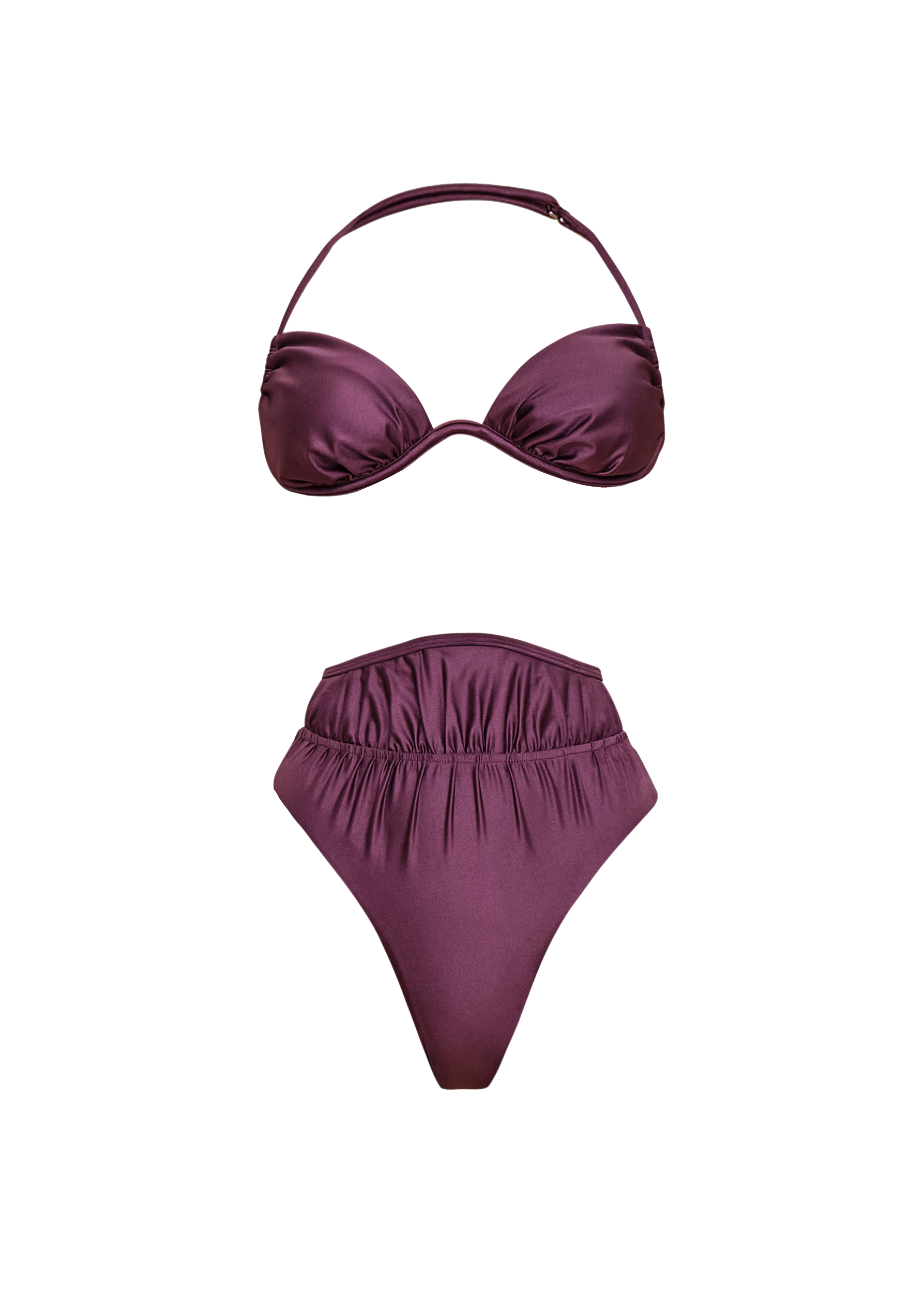 Gadu Satin Balconnet Bikini Top - Eggplant