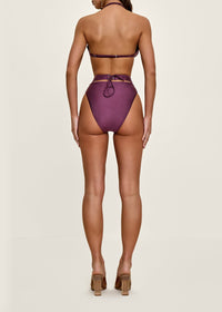 Gadu satin high waist bikini bottoms - Eggplant