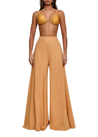 Nata flared trousers in linen blend - Mustard