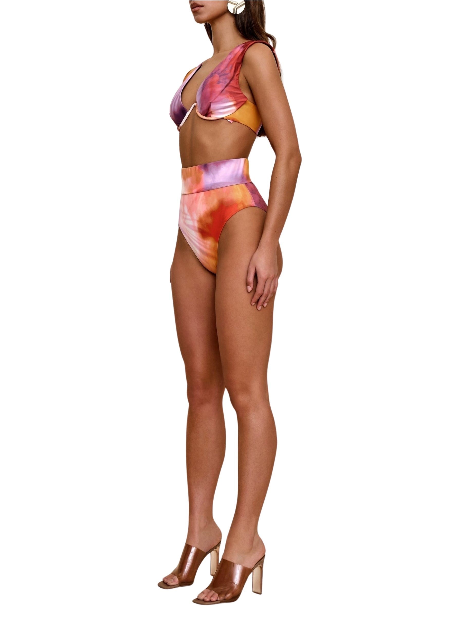 Kuwa printed high waist bikini bottoms - Dandi Print