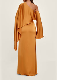 Leena asymmetrical satin maxi dress - Gold