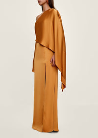 Leena asymmetrical satin maxi dress - Gold