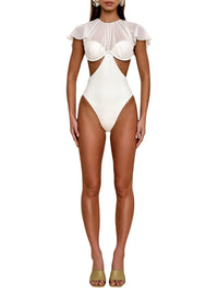 Naru one-piece swimming costume with cut-outs - Ivory