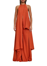 Nata asymmetrical halter top - Red Coral