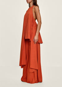 Nata asymmetrical halter top - Red Coral
