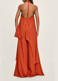 Nata asymmetrical halter top - Red Coral