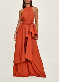 Nata asymmetrical halter top - Red Coral