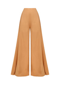 Nata flared trousers in linen blend - Mustard