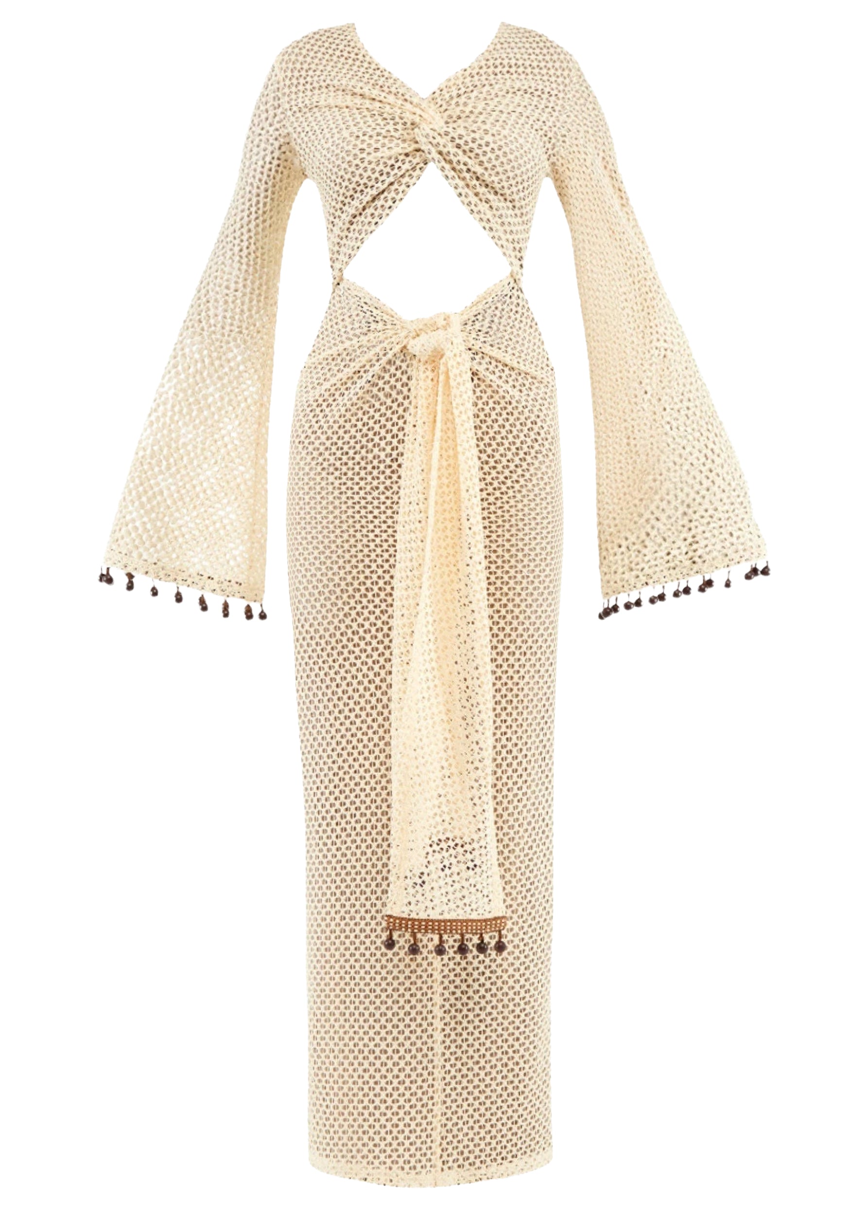 Teri openwork maxi dress with cut-outs - Cream