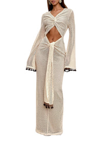 Teri openwork maxi dress with cut-outs - Cream