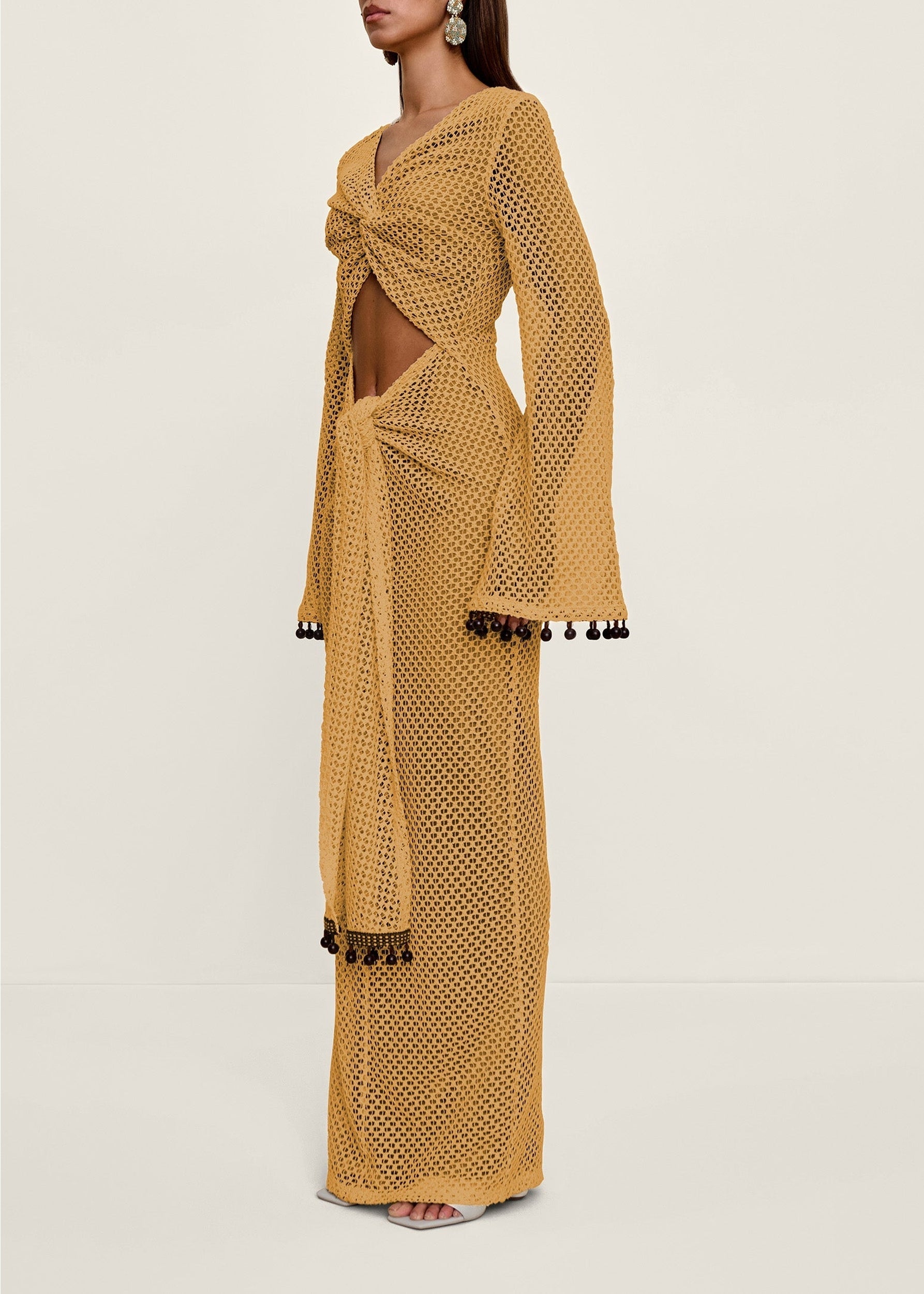 Teri openwork maxi dress with cut-outs - Mustard