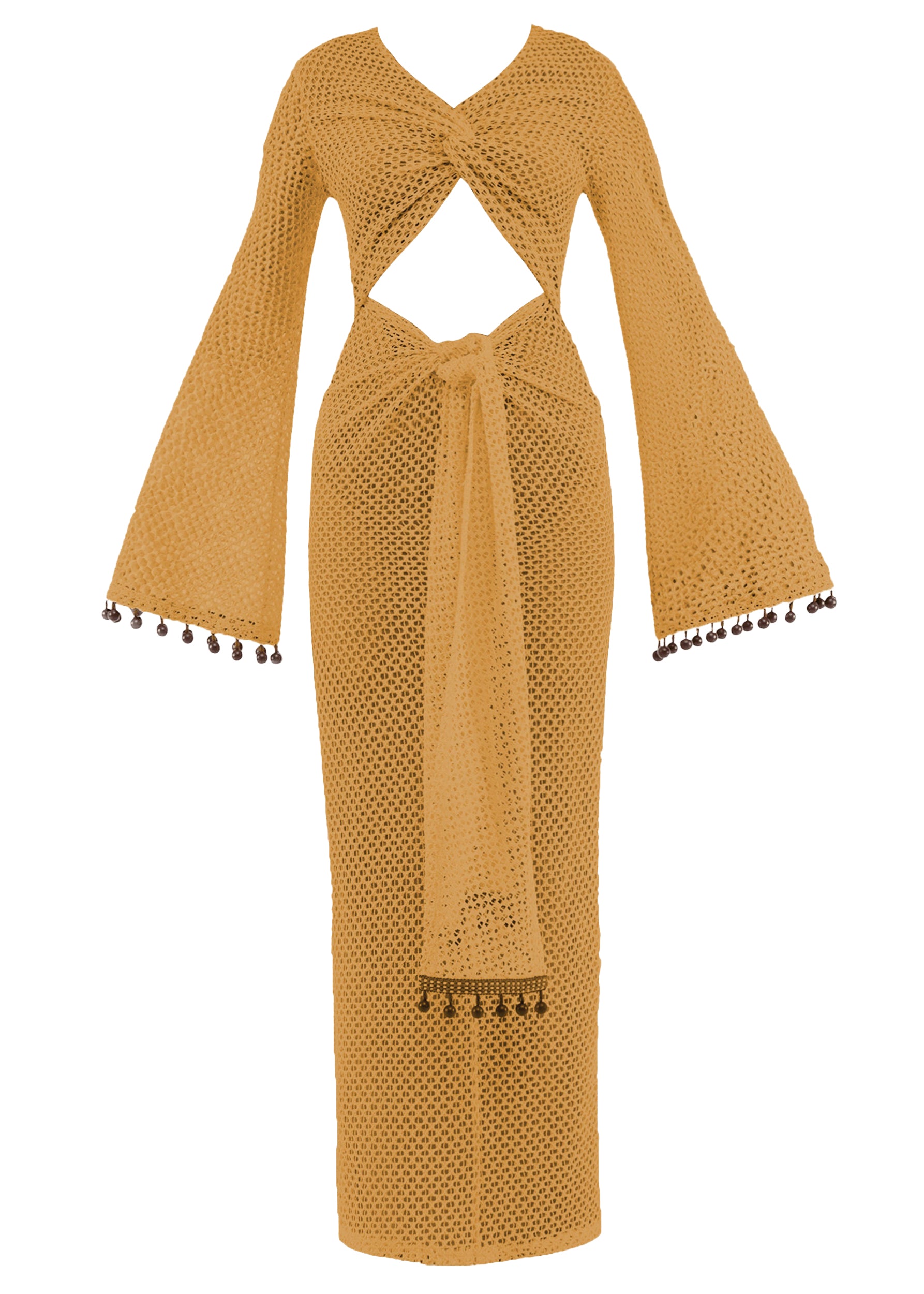 Teri openwork maxi dress with cut-outs - Mustard