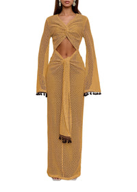 Teri openwork maxi dress with cut-outs - Mustard