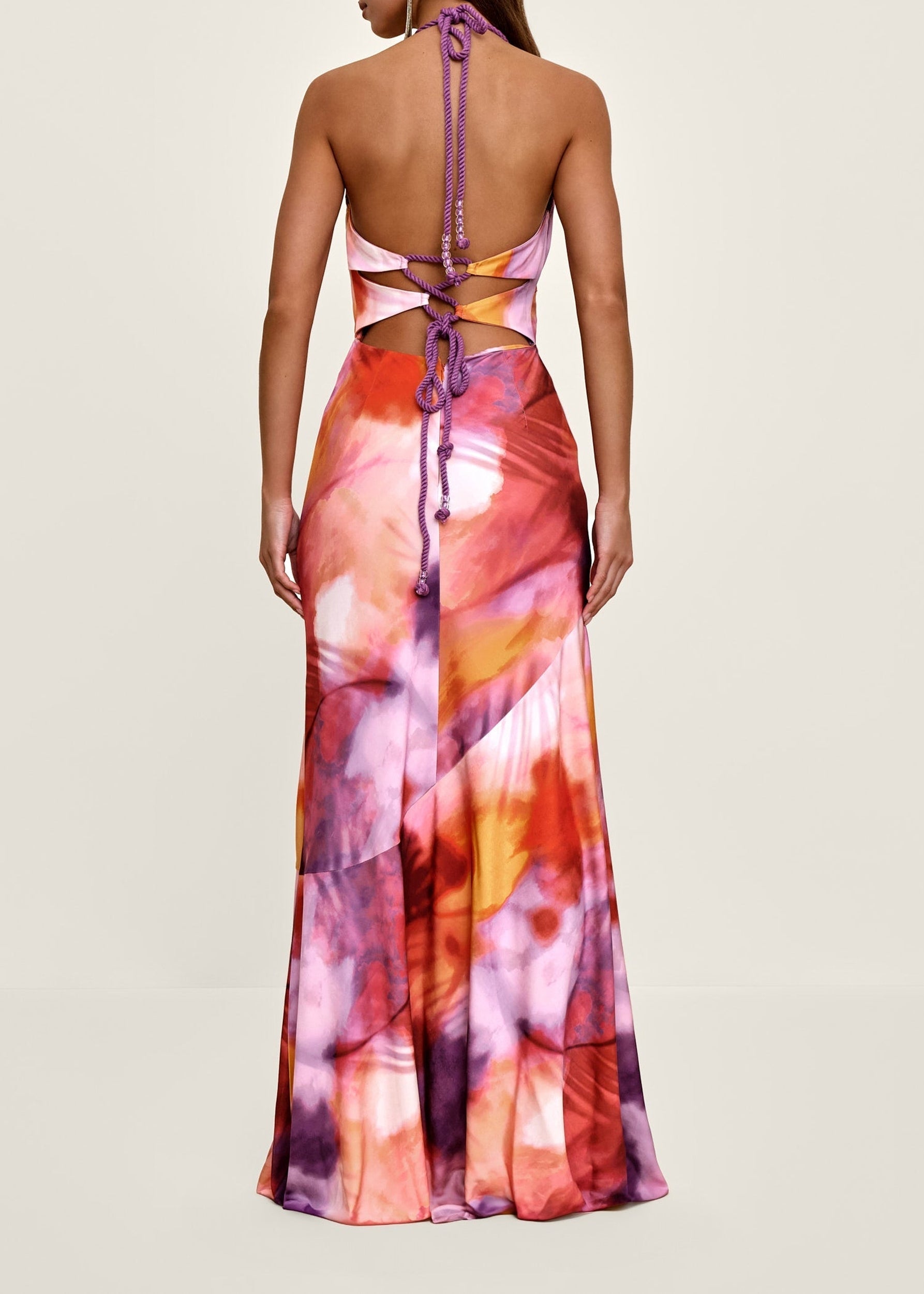 Tiro satin halter maxi dress - Dandi Print
