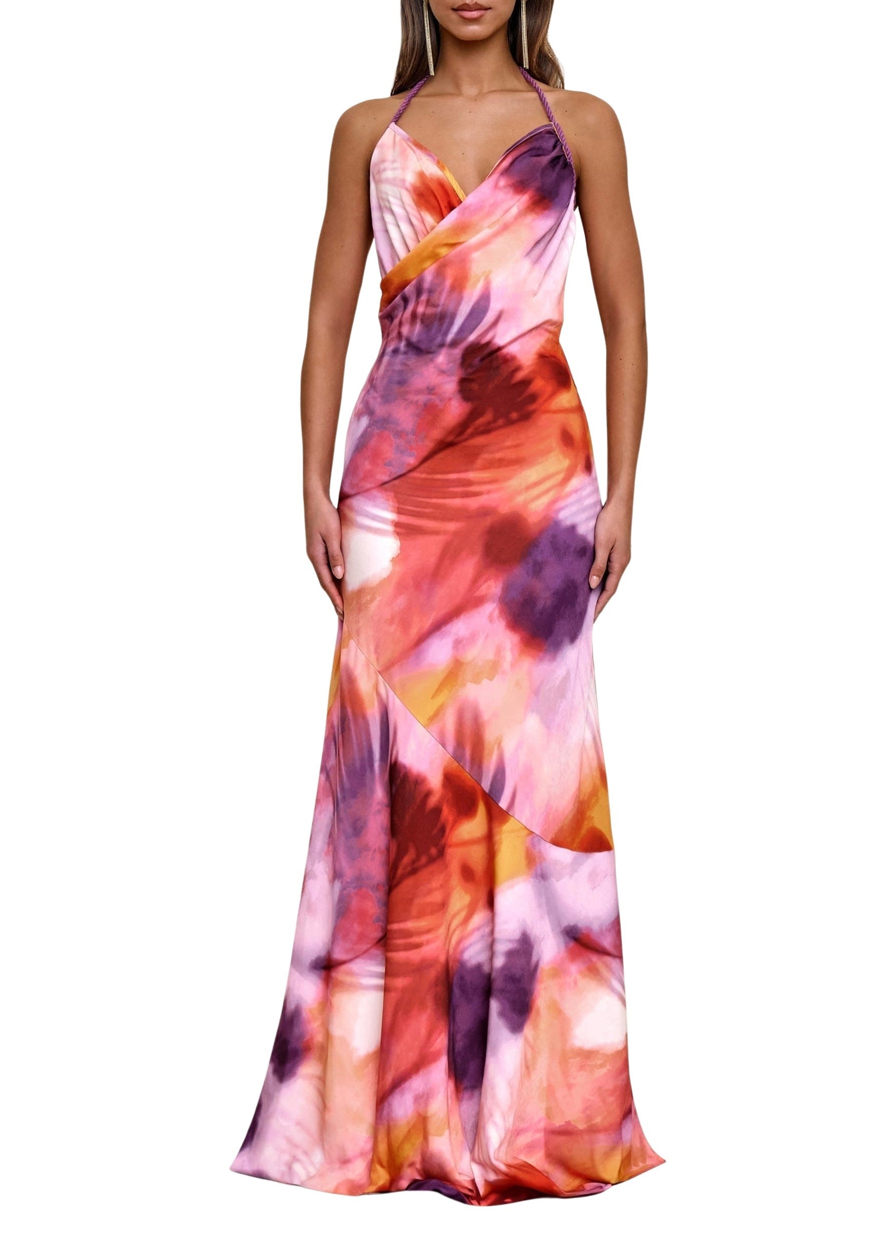 Tiro satin halter maxi dress - Dandi Print