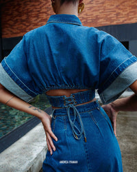 Alu short T-shirt in denim - Denim