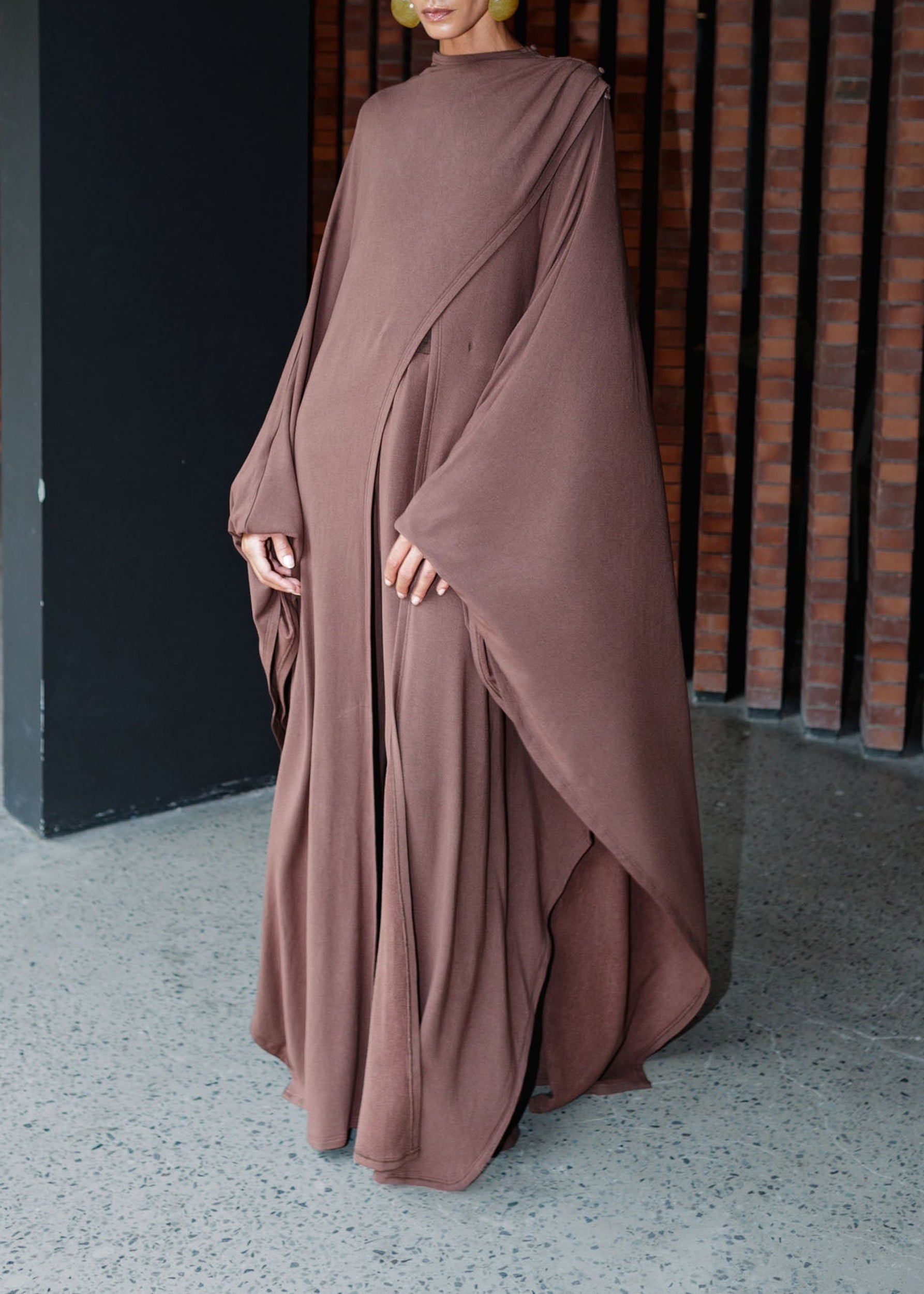 Ovu fluid maxi cape - Coffee