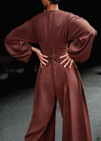 Zerra flared and fitted jumpsuit - Coffee