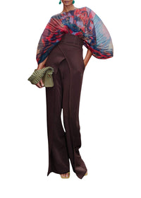 Sombra sculptural draped bodysuit - Print