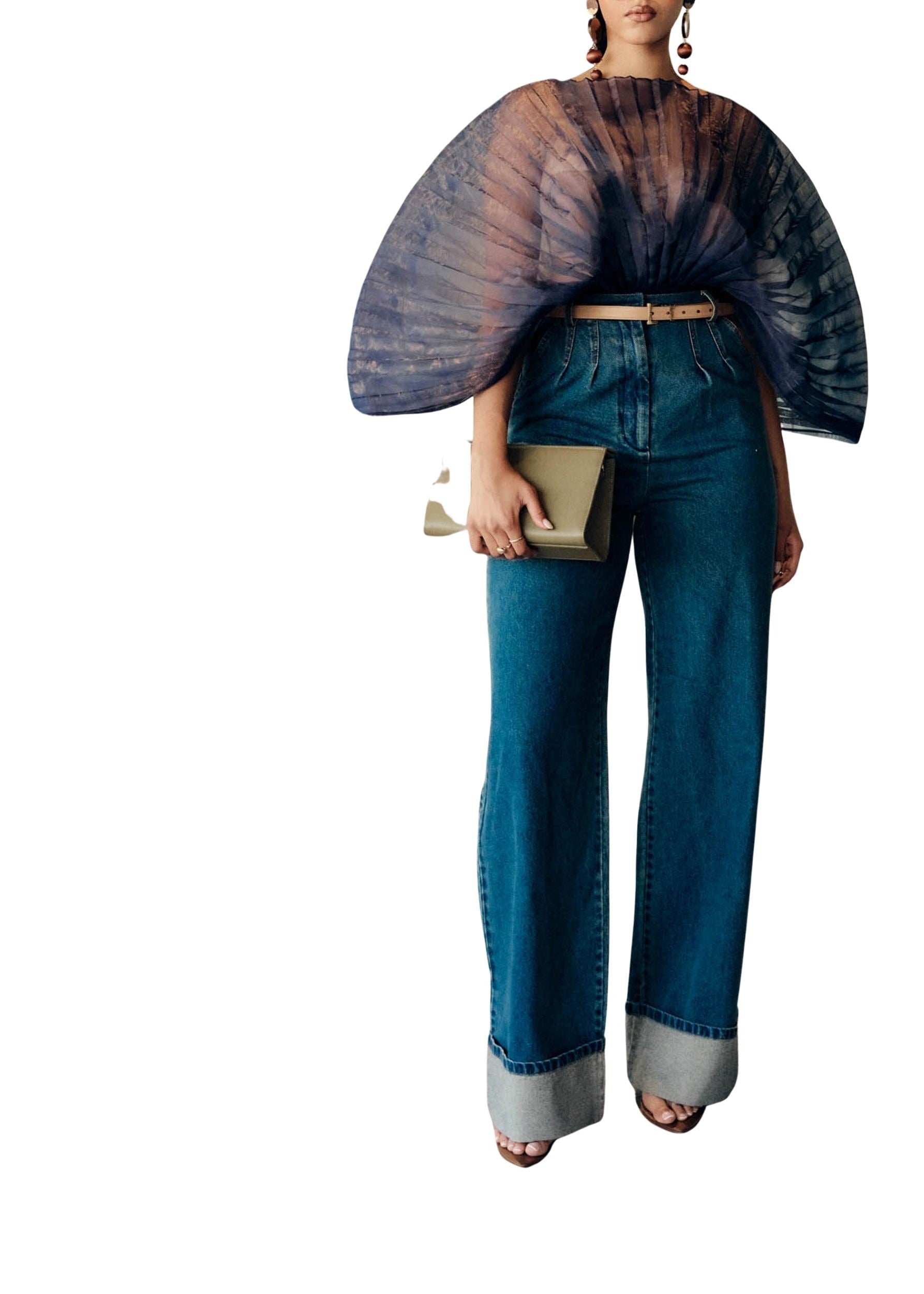 Sombra sculptural draped bodysuit - Indigo