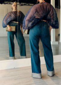 Sombra sculptural draped bodysuit - Indigo