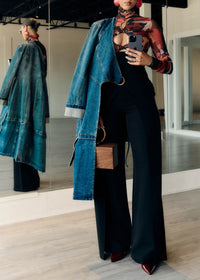 Openwork printed body with gathers - Print