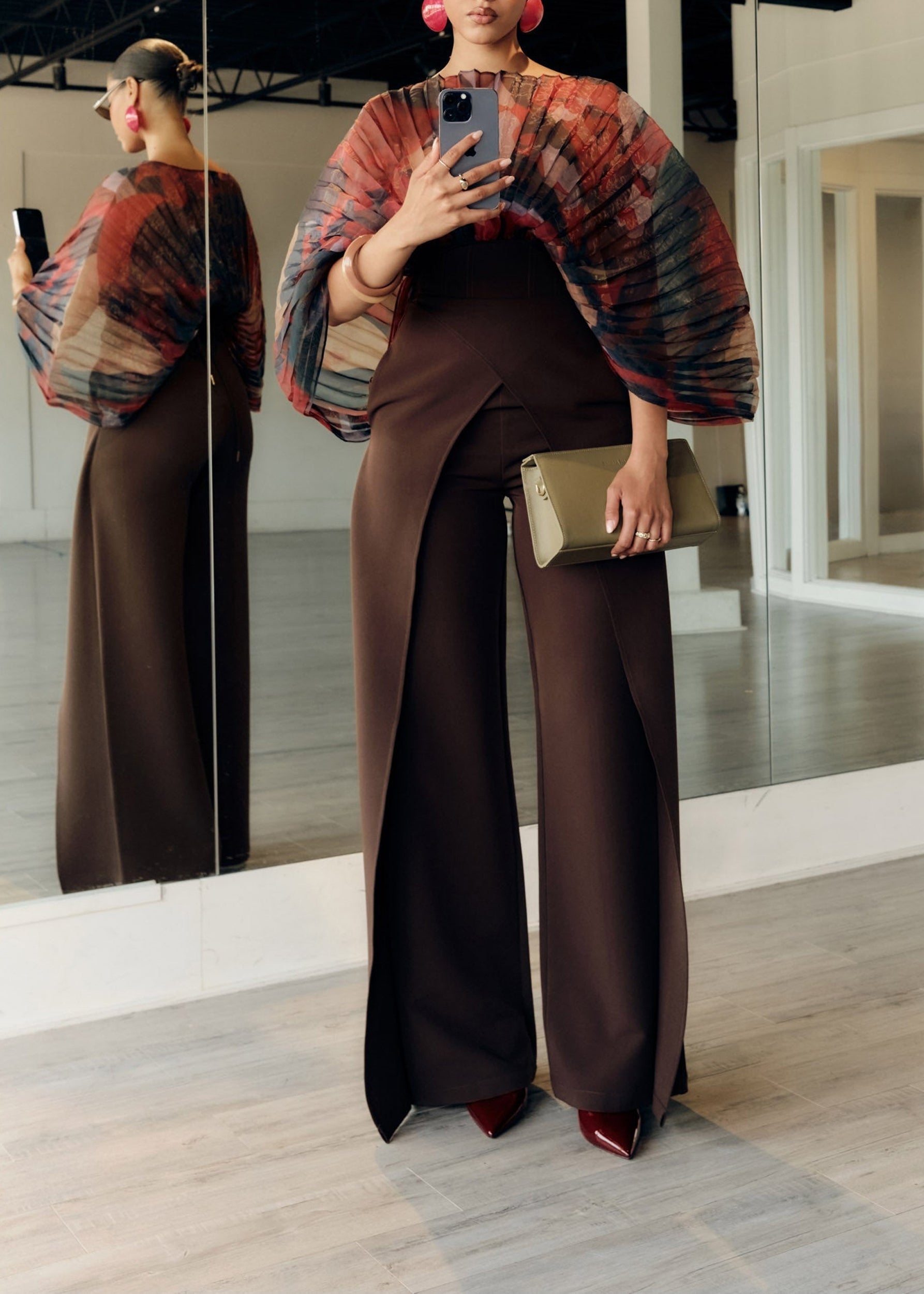 Vira double-breasted trousers with corset waist - Coffee