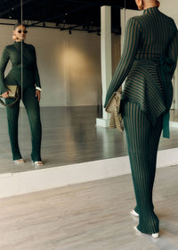 Ayo textured stripe trousers - Green