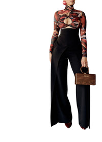 Vira double-breasted trousers with corset waist - Black