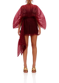 Ime asymmetrical pleated skirt - Wine