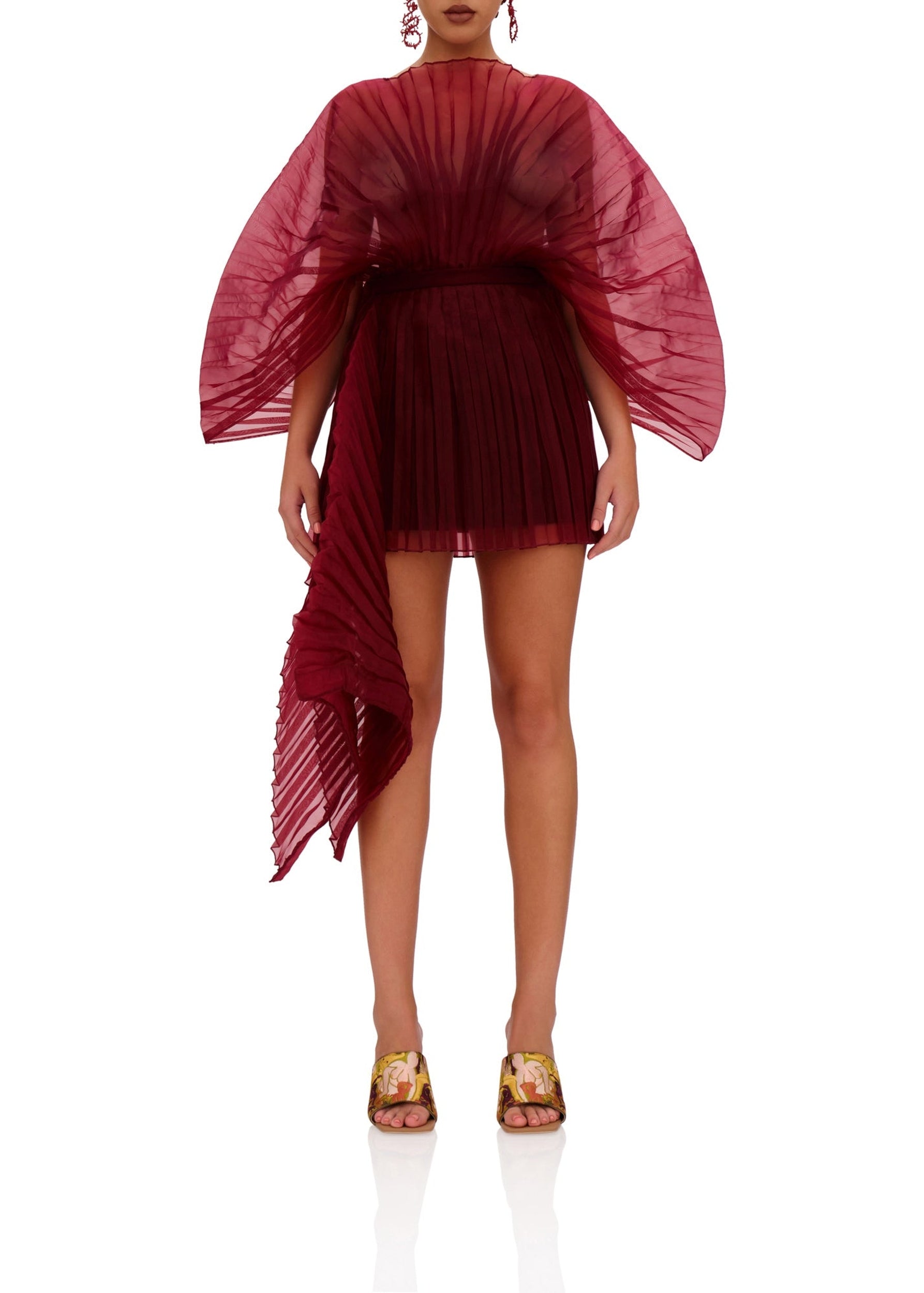 Ime asymmetrical pleated skirt - Wine