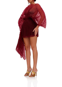 Ime asymmetrical pleated skirt - Wine