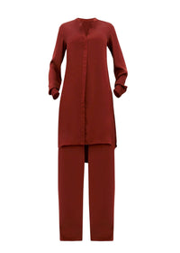 Uchi straight-leg trousers with satin darts - Chocolate