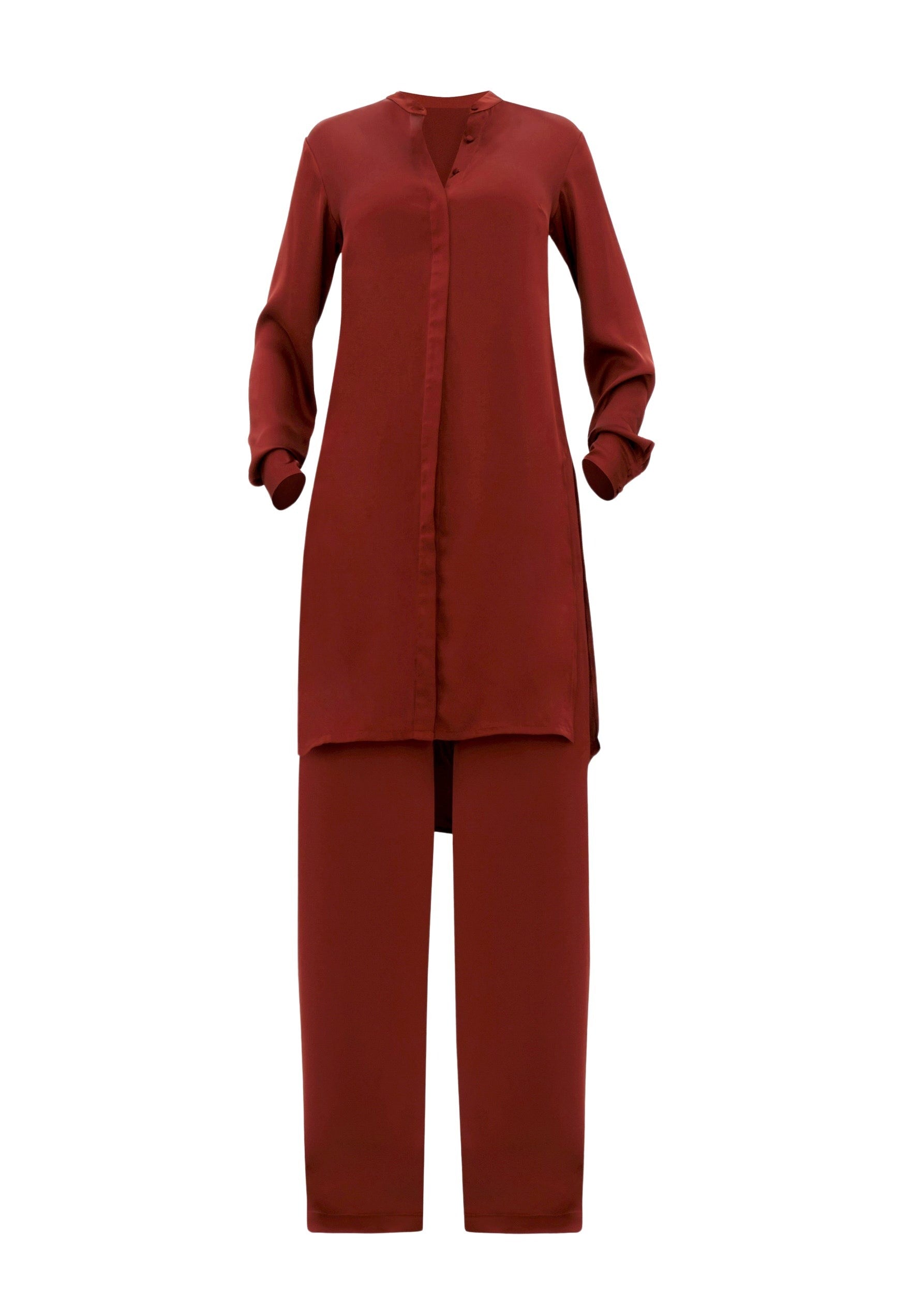 Straight-leg Uchi trousers with darts - Chocolate