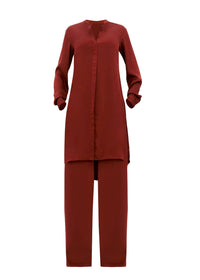 Uchi satin buttoned tunic - Chocolate