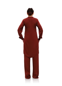Straight-leg Uchi trousers with darts - Chocolate