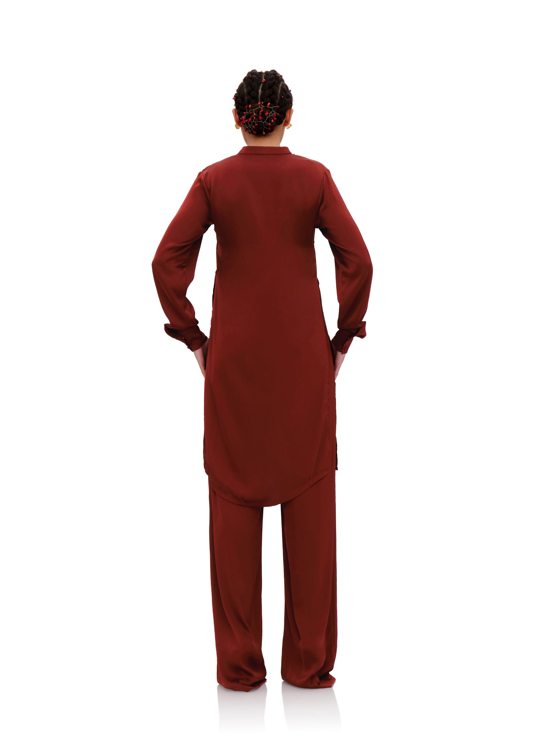 Straight-leg Uchi trousers with darts - Chocolate