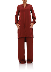 Straight-leg Uchi trousers with darts - Chocolate