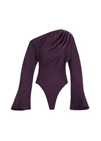 Body Mati asymétrique en satin - Berry
