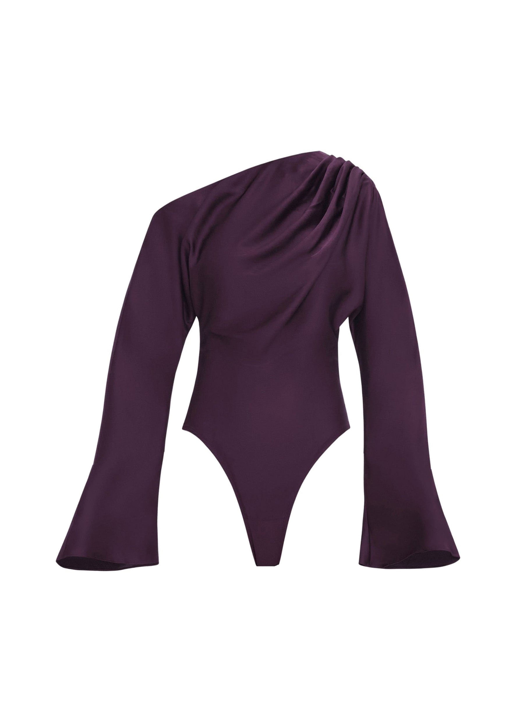 Body Mati asymétrique en satin - Berry