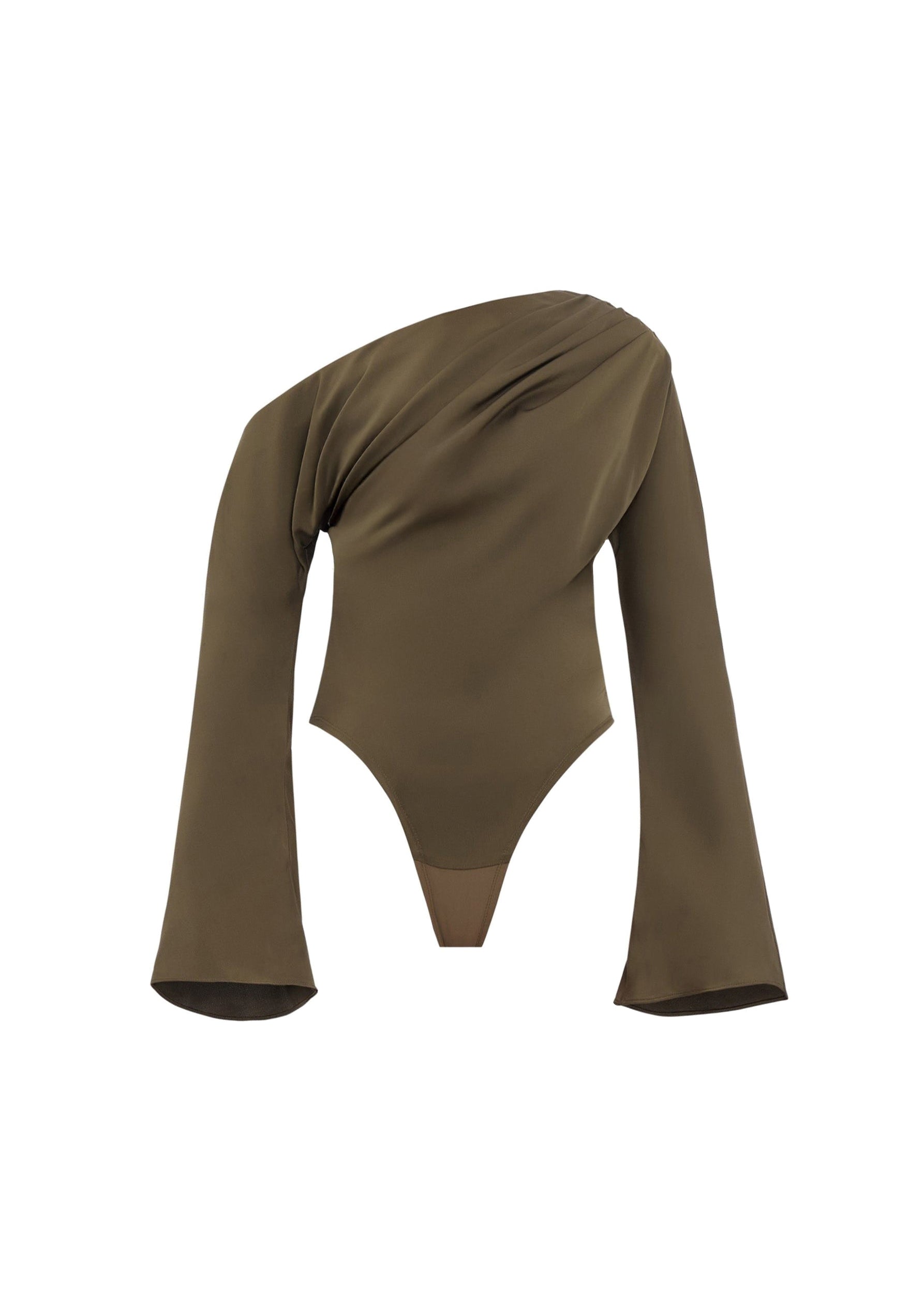 Body Mati asymétrique en satin - Olive