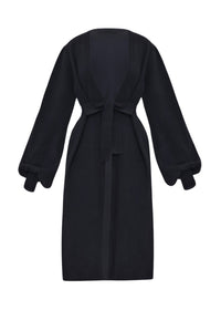 Ona Belted Knitted Cardigan - Onyx
